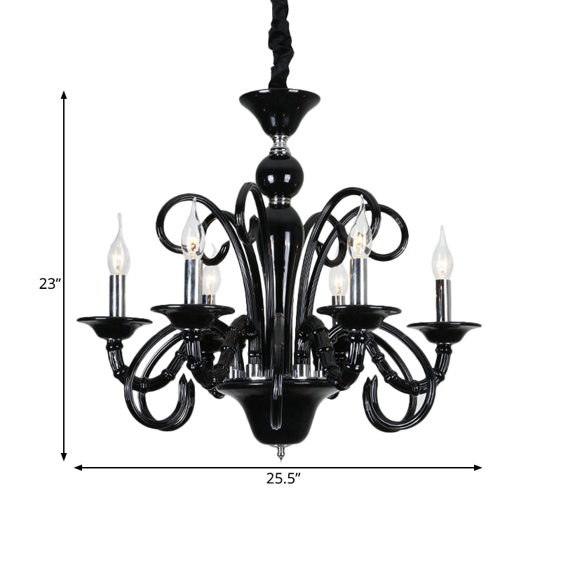 Candle Metallic Hanging Chandelier Light Industrial Style 6/8 Bulbs Black Finish Suspension Light for Living Room