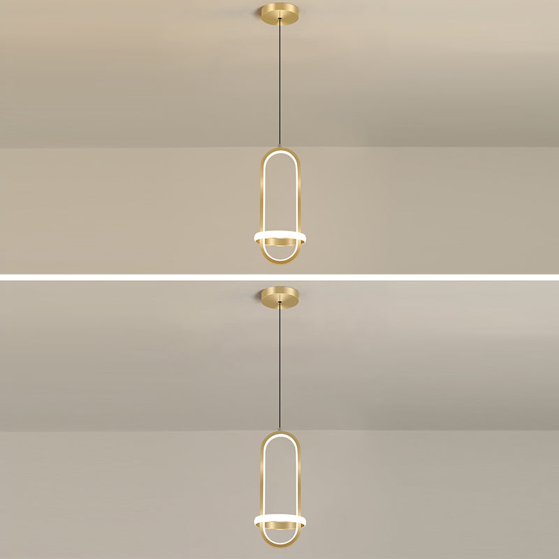 Aluminium LED Hanging Light dans un style concis moderne en fer forgé, une lumière suspendue géométrique avec une teinte en silicone