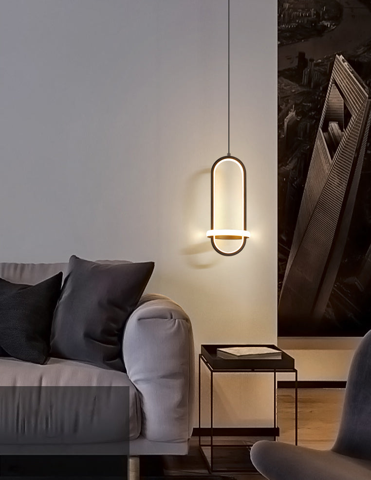Aluminium LED Hanging Light dans un style concis moderne en fer forgé, une lumière suspendue géométrique avec une teinte en silicone