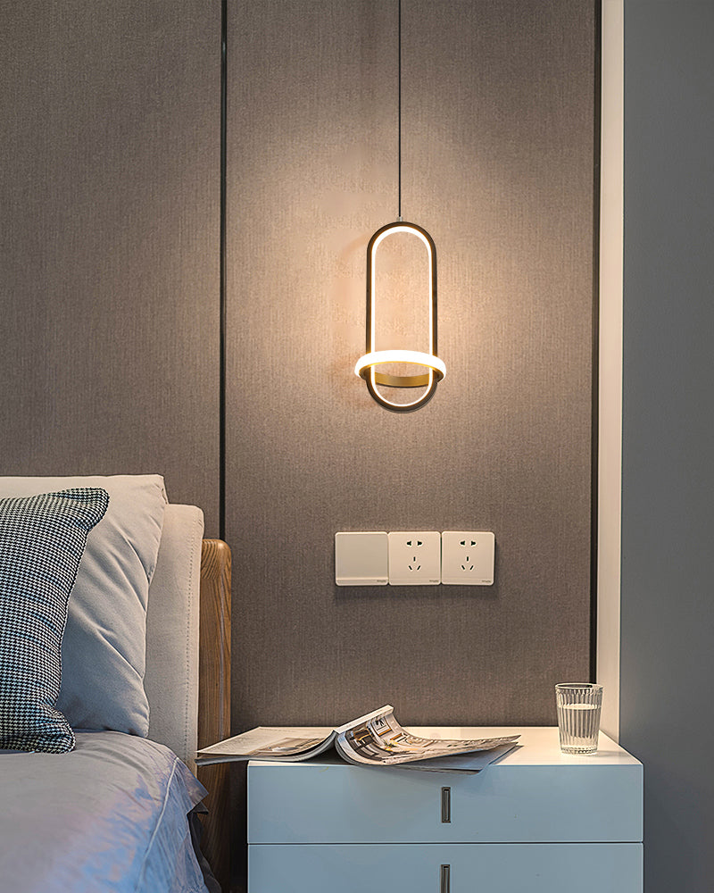 Aluminium LED Hanging Light dans un style concis moderne en fer forgé, une lumière suspendue géométrique avec une teinte en silicone