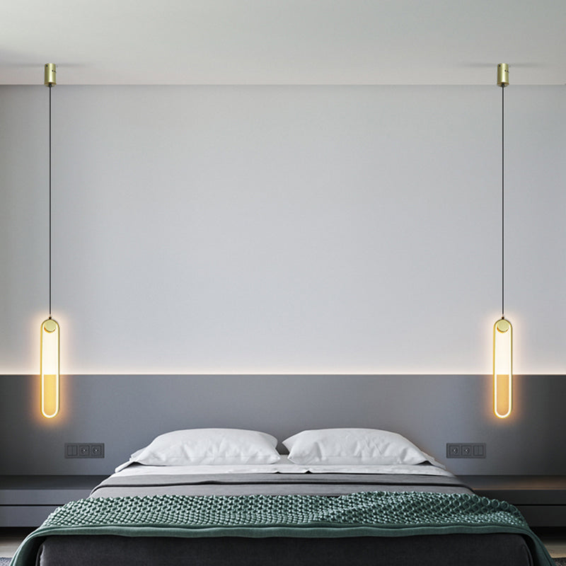 Acrylic Oblong LED Pendant Light in Modern Simplicity Aluminium Hanging Light for Interior Spaces