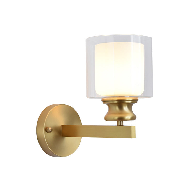 Armed Sconce Contemporary Metal 1 Bulb Brass Wall Mounted Light Fixture for Living Room