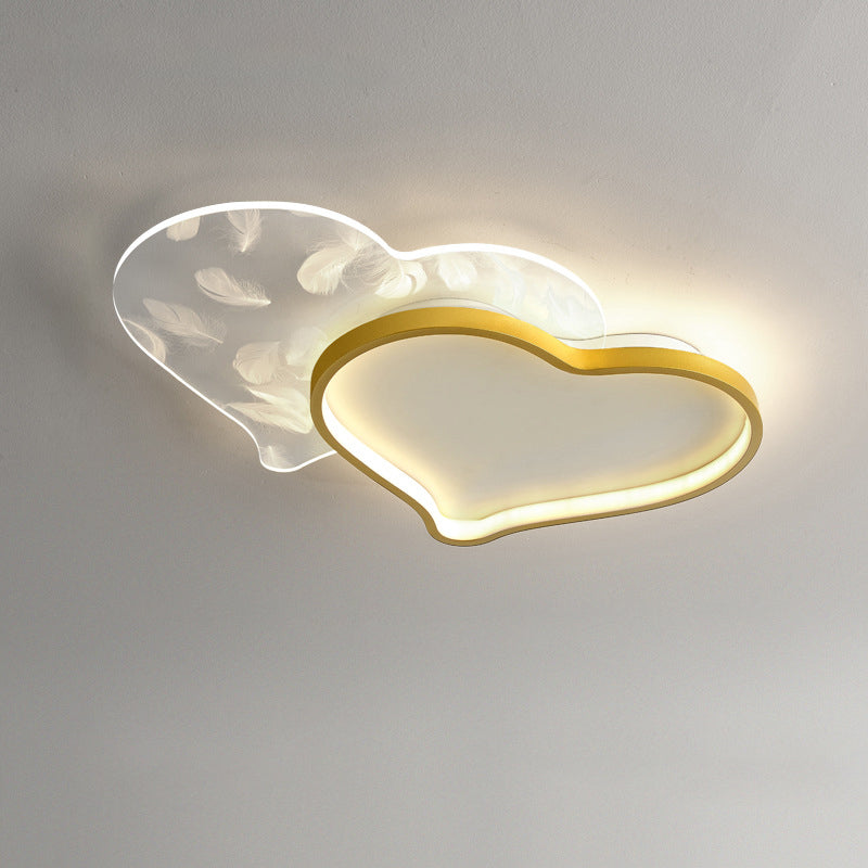 Style contemporain DEL Metal LED Flush Light Fixture Feather Ceiling Flush Mount for Bedroom