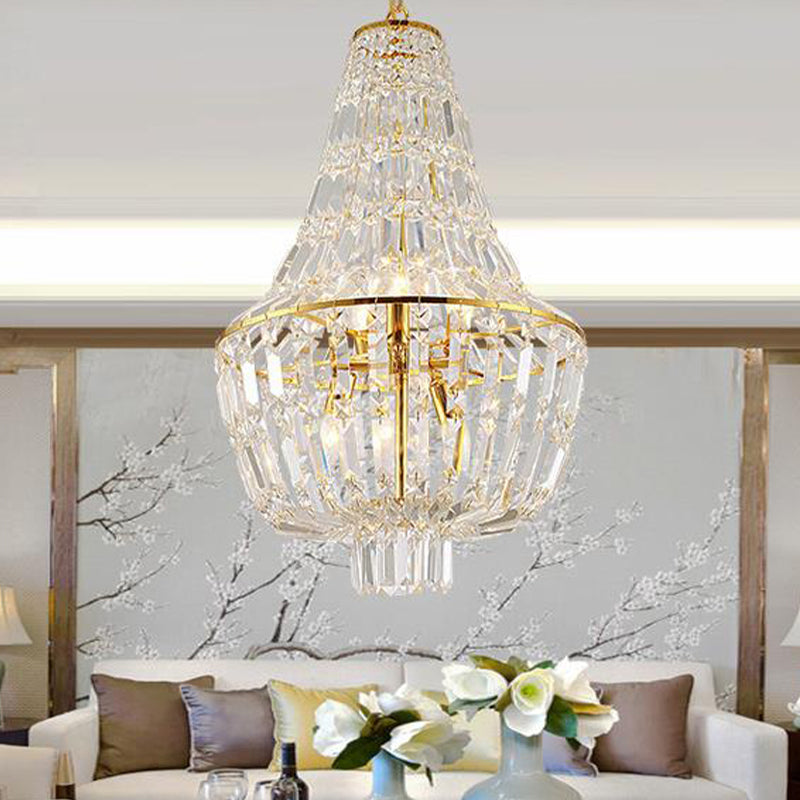 Jar Empire Chandelier Modernist Crystal 4 Heads Gold/Silver Ceiling Pendant Light for Bedroom