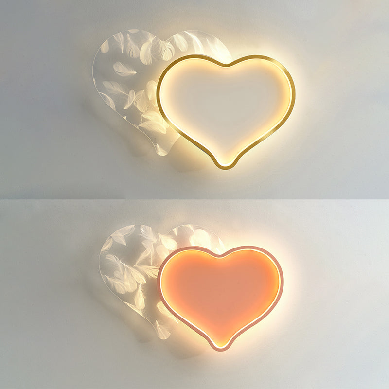 Style contemporain DEL Metal LED Flush Light Fixture Feather Ceiling Flush Mount for Bedroom