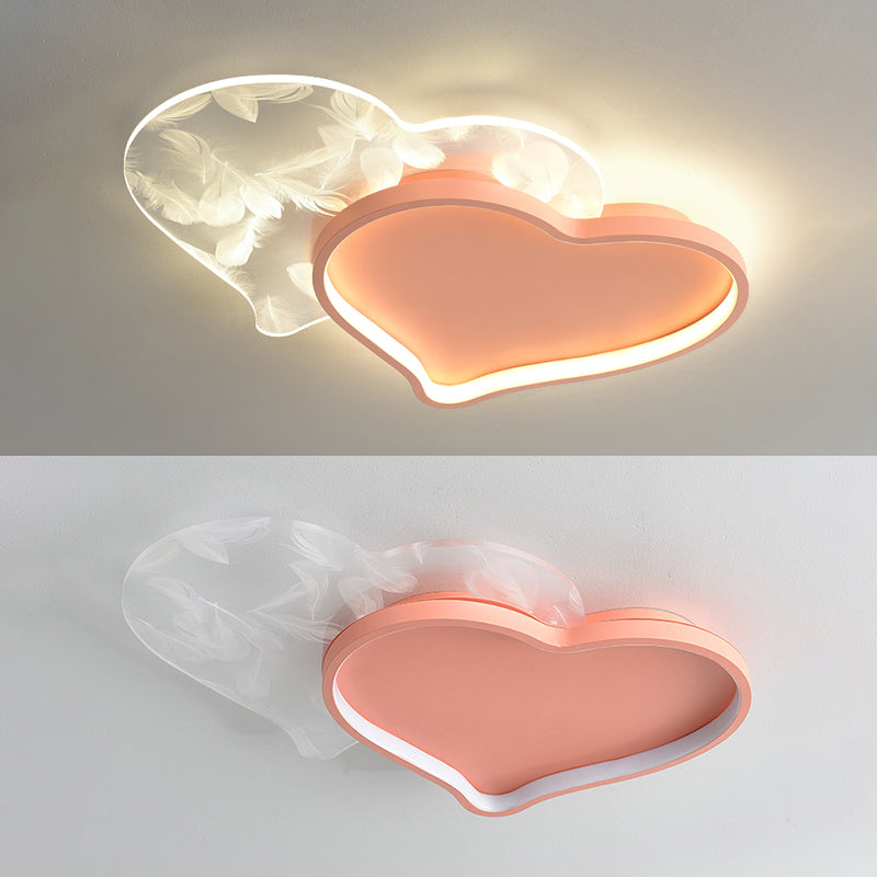 Style contemporain DEL Metal LED Flush Light Fixture Feather Ceiling Flush Mount for Bedroom