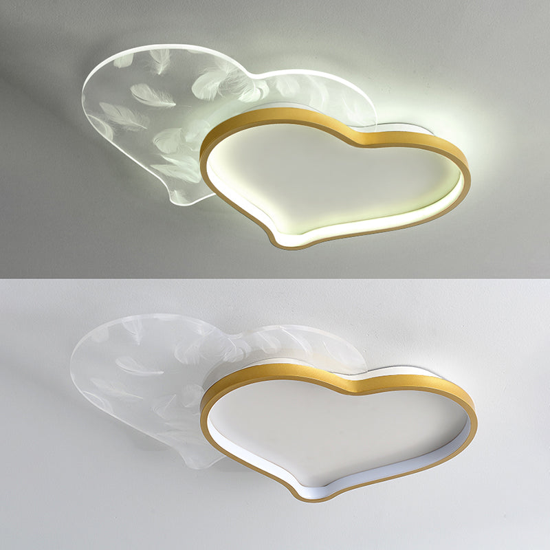 Style contemporain DEL Metal LED Flush Light Fixture Feather Ceiling Flush Mount for Bedroom