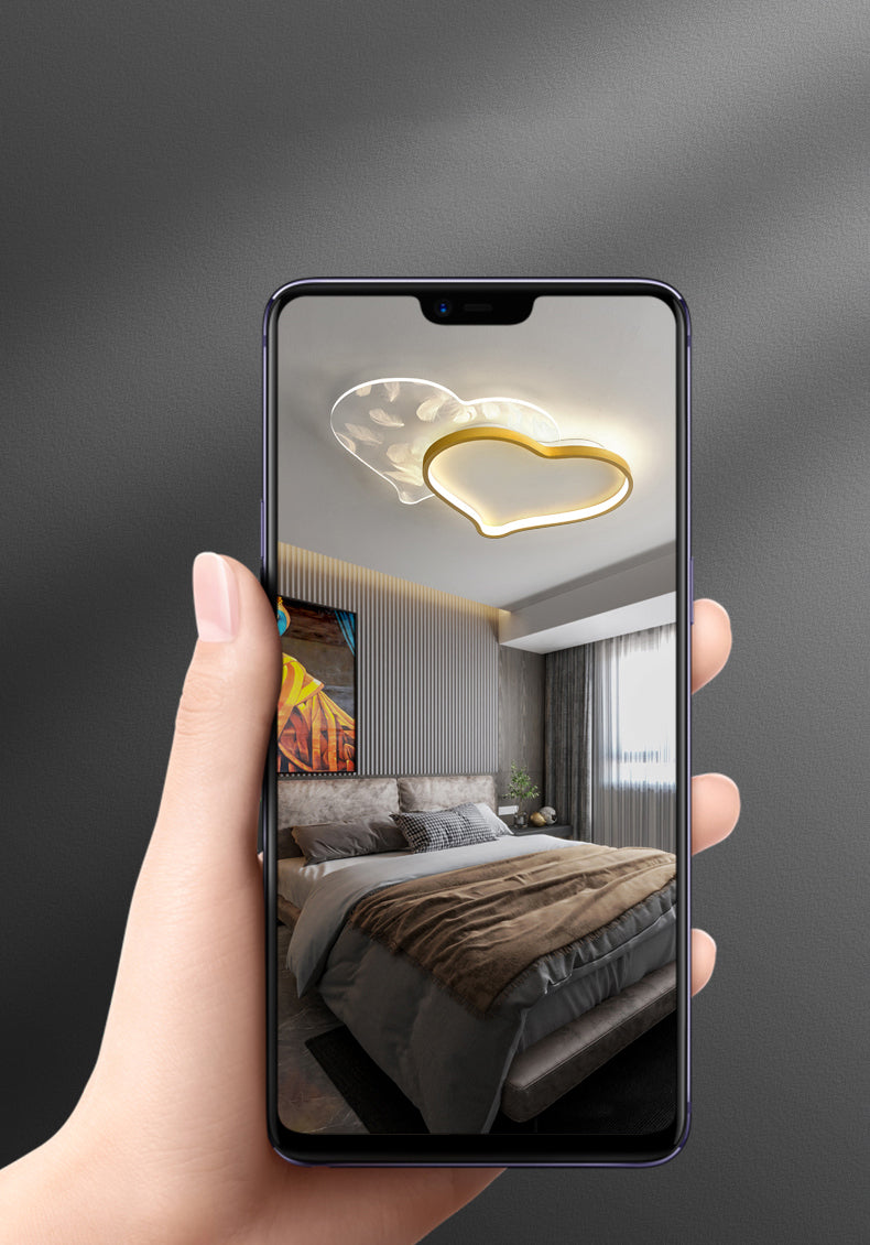 Style contemporain DEL Metal LED Flush Light Fixture Feather Ceiling Flush Mount for Bedroom