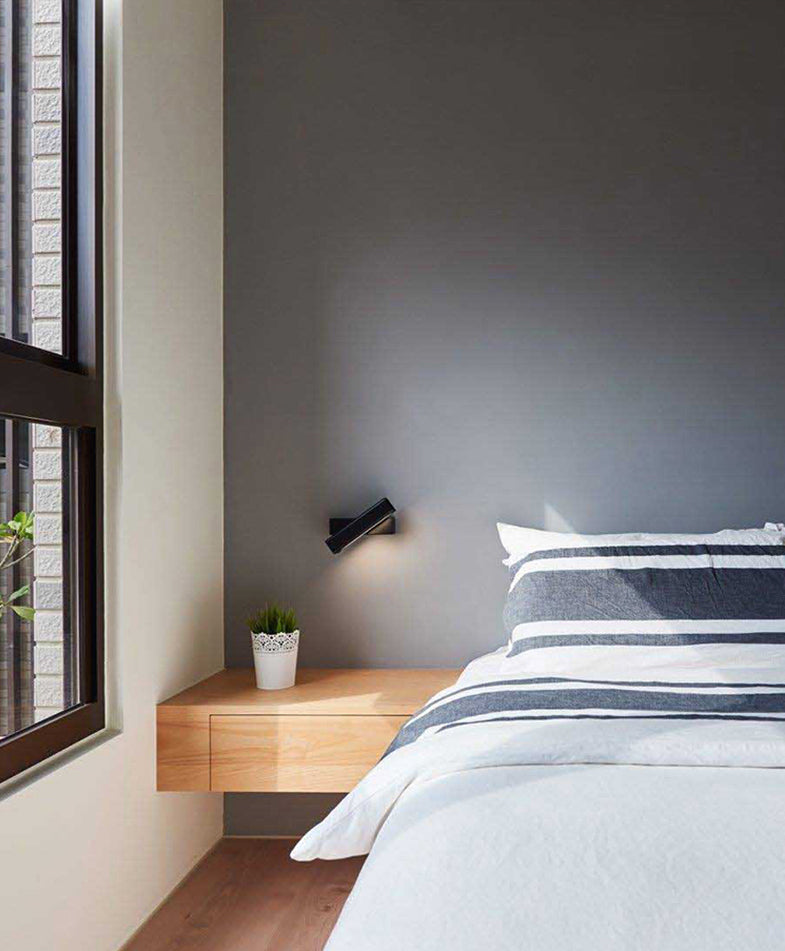 Luz de pared LED rectangular de hierro forjado en una moderna lámpara de pared giratoria de madera de estilo conciso con sombra acrílica