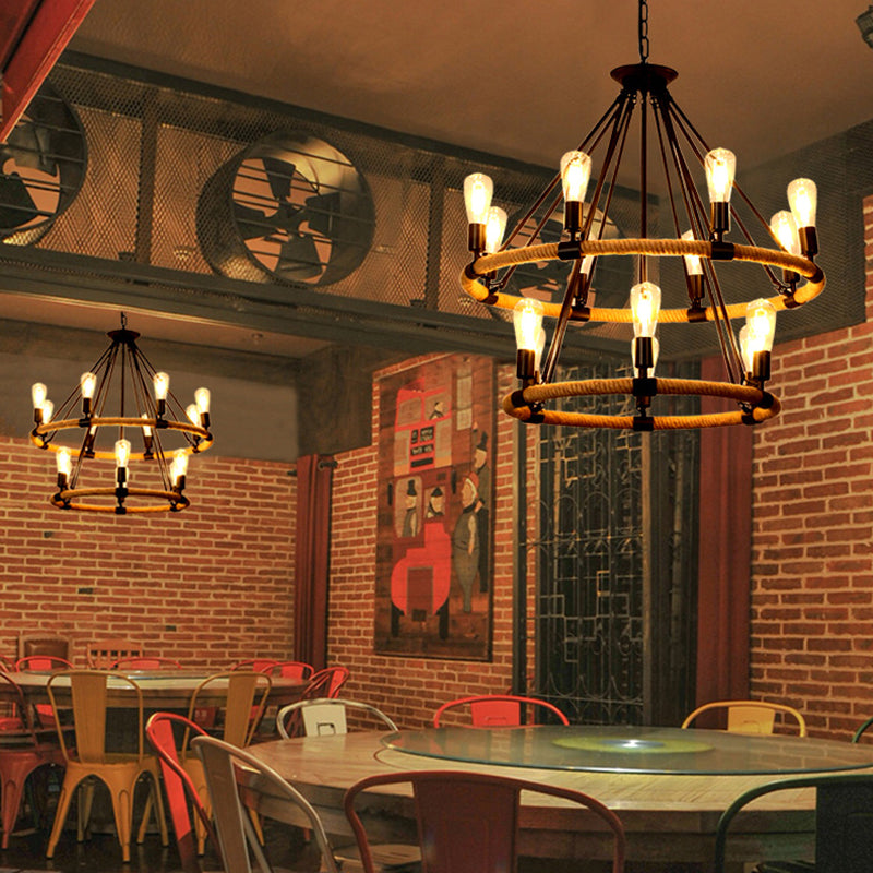 Candelier Costilla Ligera Circular Circular Costilería colgante colgante en negro