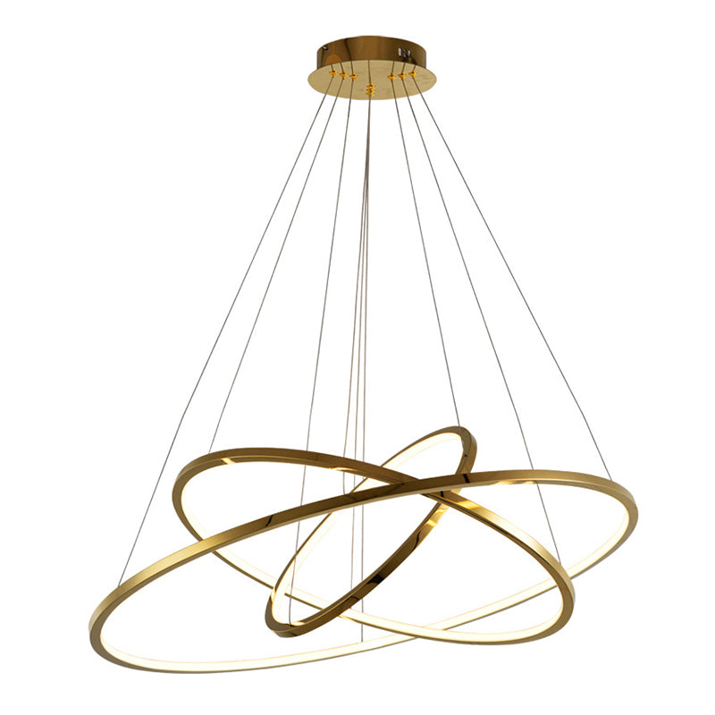 Multi-Layer Living Room Pendant Chandelier Metal LED Modern Hanging Light Kit in Gold