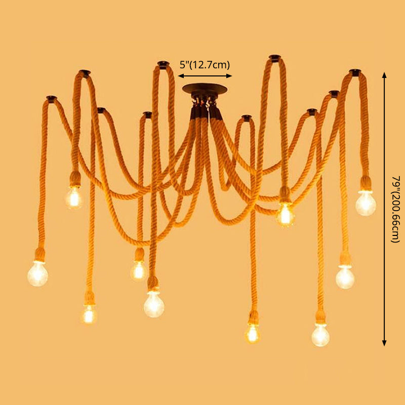 Rope Beige Hanging Ceiling Light Manilla Rope Cord Simplistic Pendant Lighting Fixture