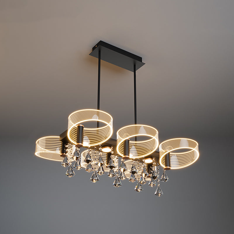 Luces de lámpara de araña de isla de estilo moderno luces colgantes de aluminio LED para comedor