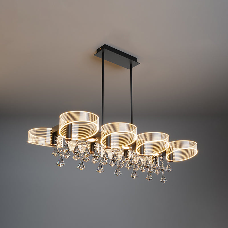 Luces de lámpara de araña de isla de estilo moderno luces colgantes de aluminio LED para comedor