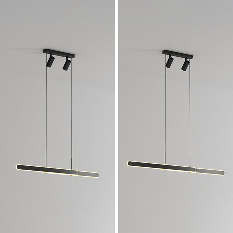 Accesorio de iluminación de lámpara de metal lineal estilo led isla negra led lámpara de techo de techo