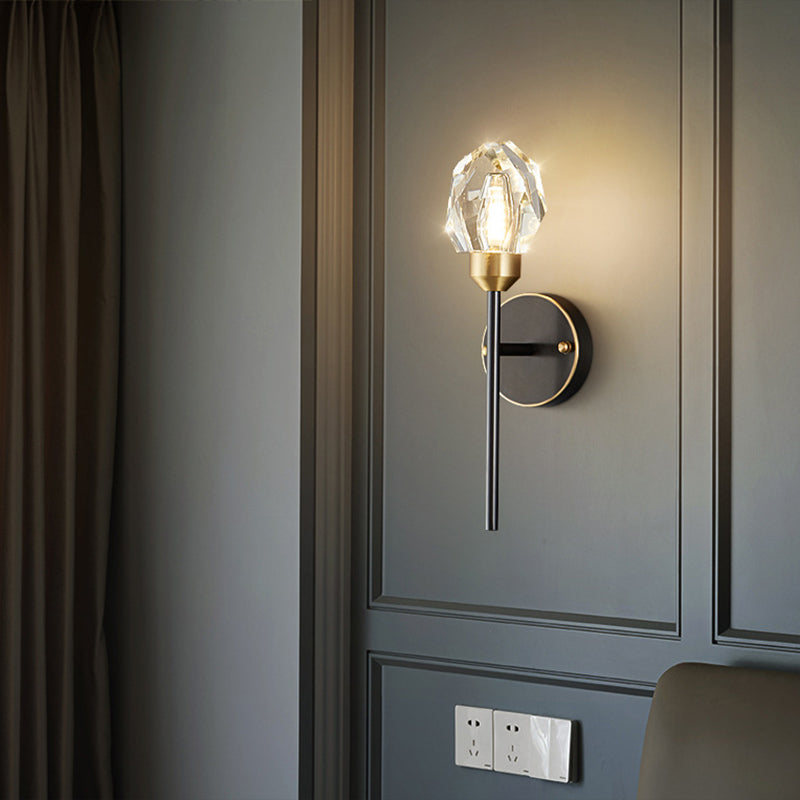 Schwarzsteinförmige Leuchtenleuchte Einfachheitstil Kristallwandhalterung Leuchte Leuchte