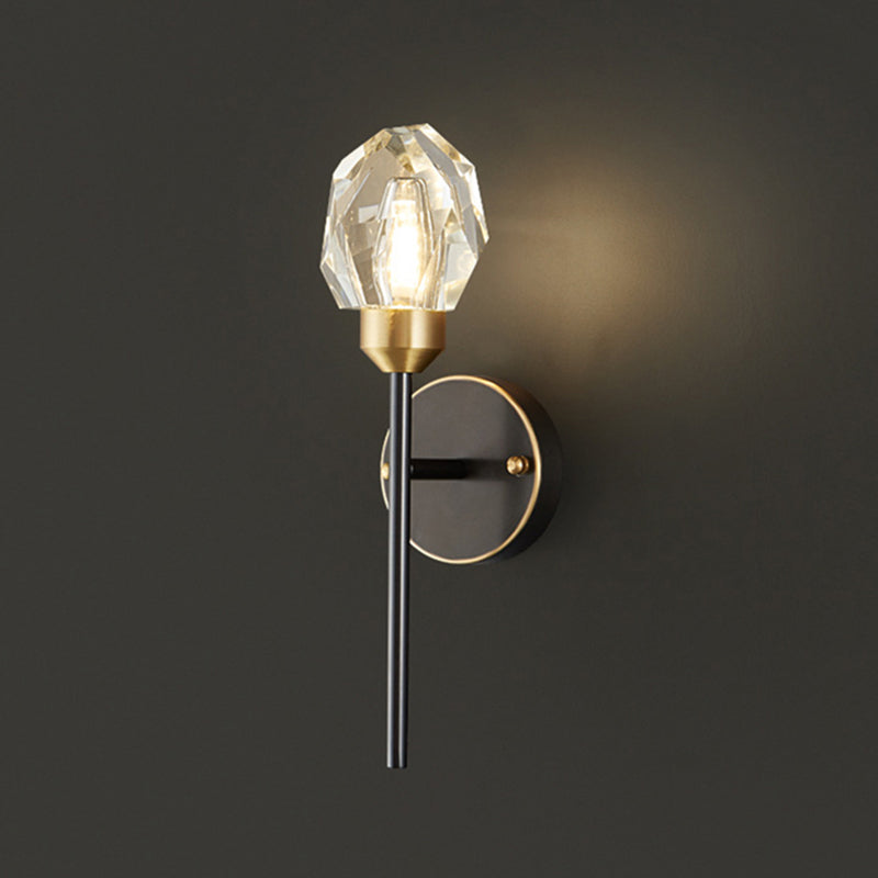 Schwarzsteinförmige Leuchtenleuchte Einfachheitstil Kristallwandhalterung Leuchte Leuchte