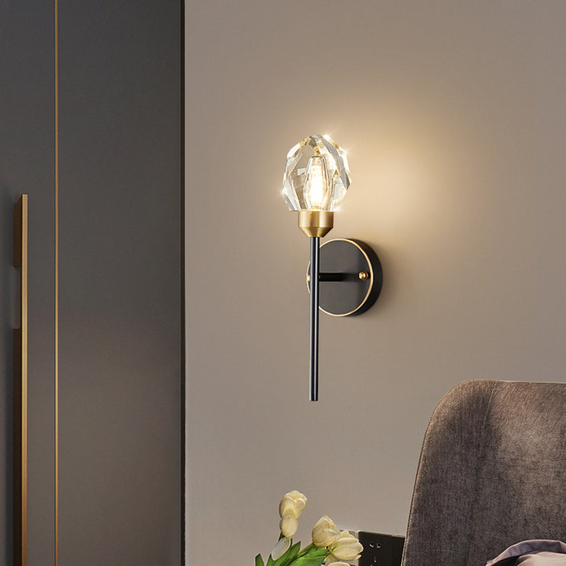 Schwarzsteinförmige Leuchtenleuchte Einfachheitstil Kristallwandhalterung Leuchte Leuchte