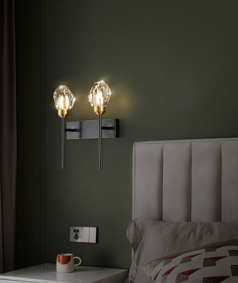 Schwarzsteinförmige Leuchtenleuchte Einfachheitstil Kristallwandhalterung Leuchte Leuchte