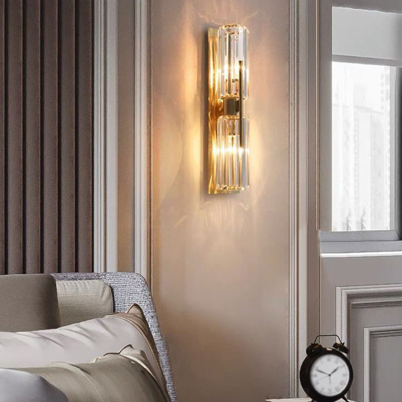 Crystal Half Cylinder Sconce Light Fixture Modern Gold Wall Mounted Light Fixture