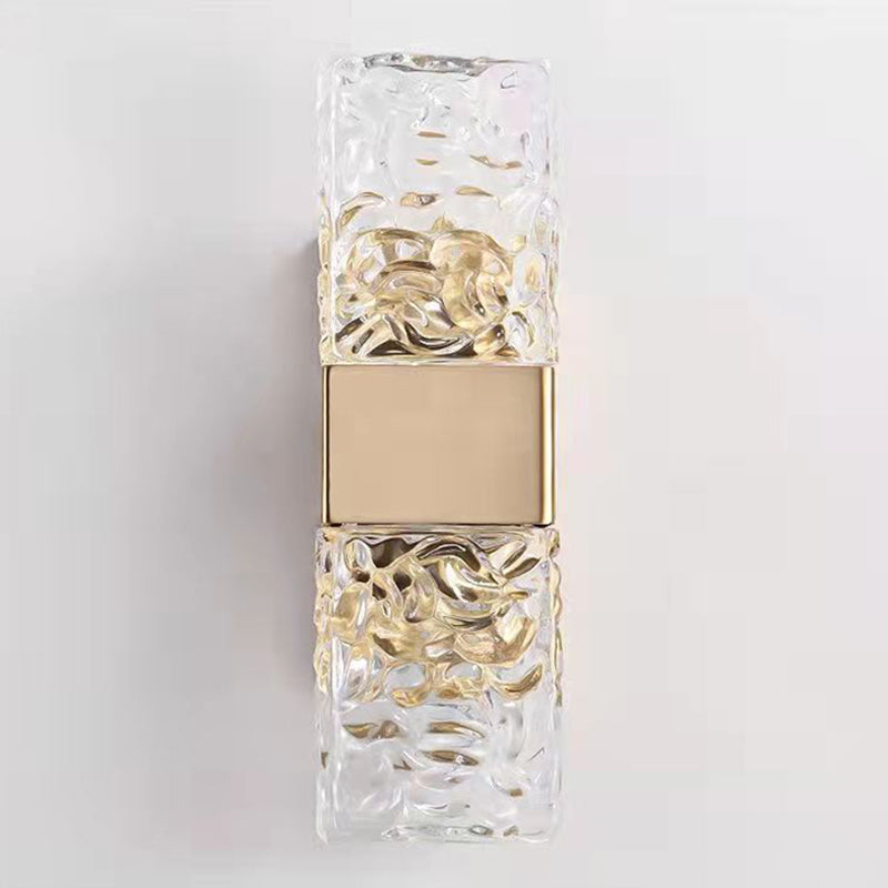 Minimalist Rectangle Sconce Light Fixture Crystal LED Bedroom Wall Light Sconce in Gold