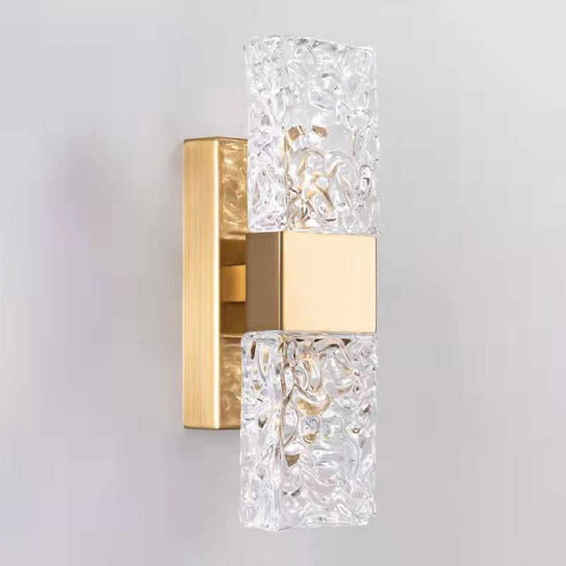 Minimalist Rectangle Sconce Light Fixture Crystal LED Bedroom Wall Light Sconce in Gold