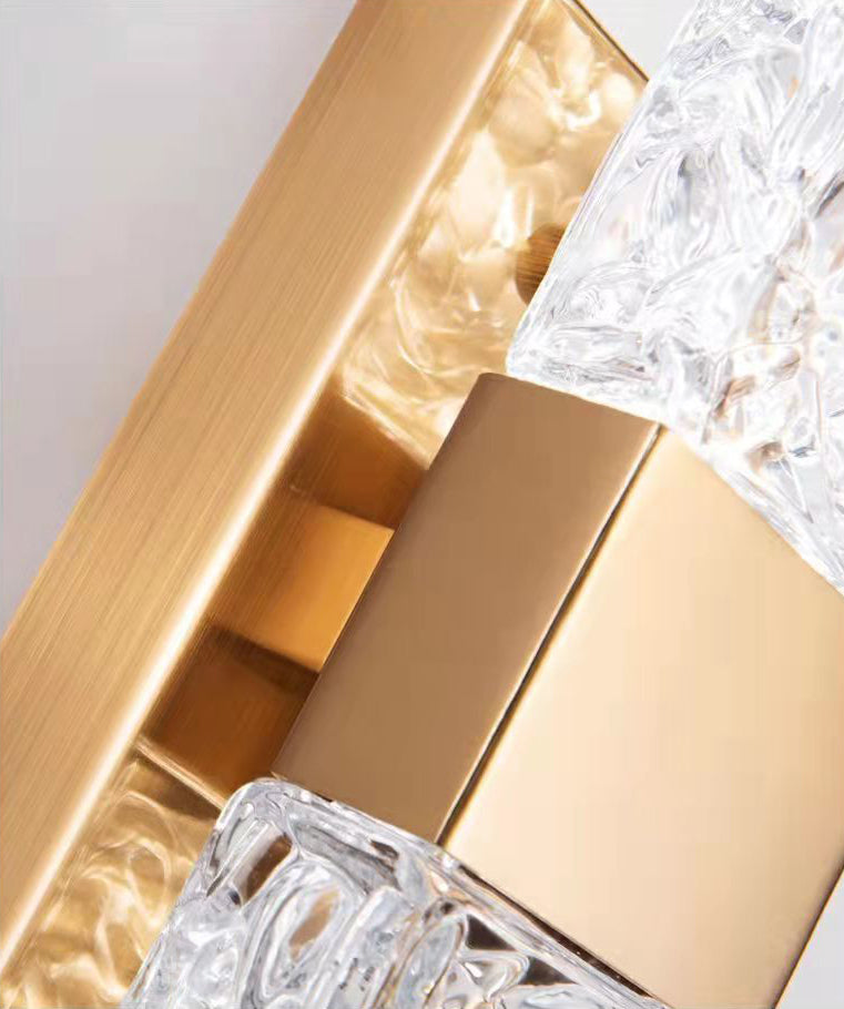 Minimalist Rectangle Sconce Light Fixture Crystal LED Bedroom Wall Light Sconce in Gold