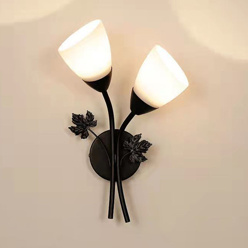 Conical Glass Wall Light Sconce Minimalist Style Sconce Light Fixture for Bedroom