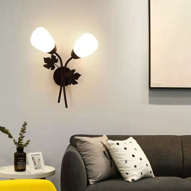 Conical Glass Wall Light Sconce Minimalist Style Sconce Light Fixture for Bedroom