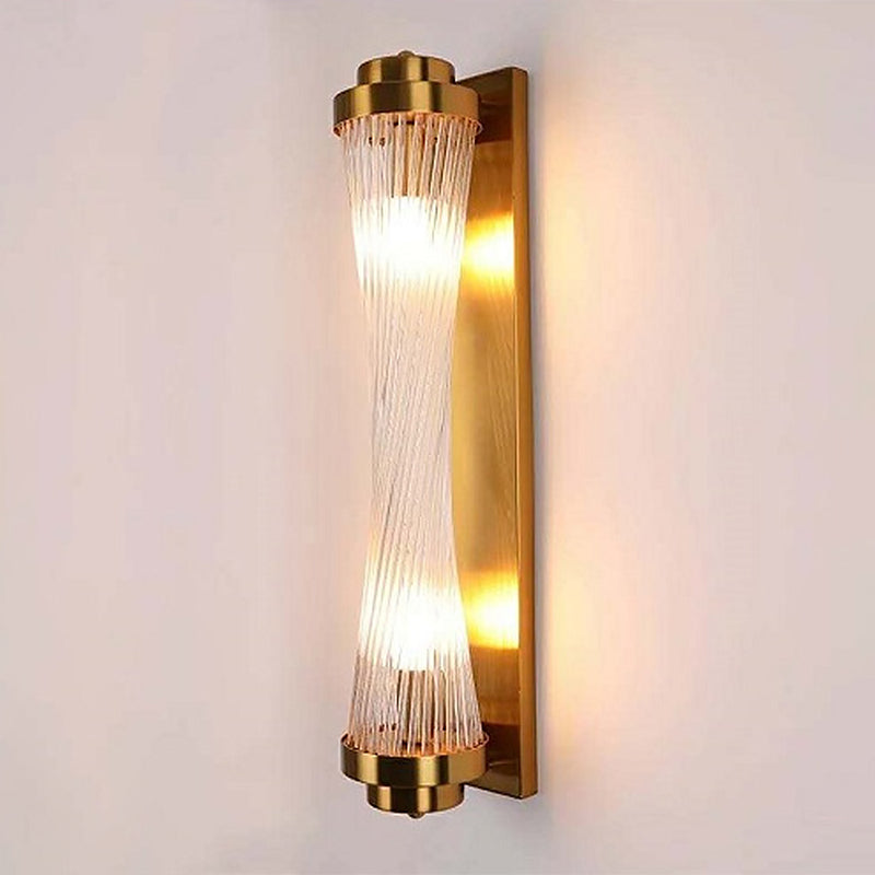 Contemporary Sconce Light Fixture Gold Shaded Wall Light Fixture with Crystal Shade