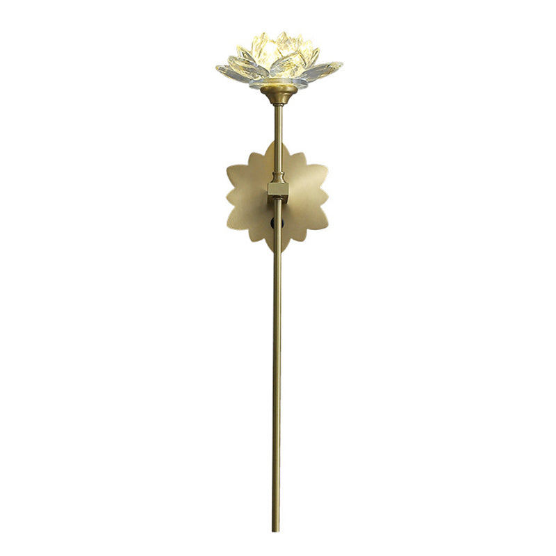 Crystal Floral Wall Sconce Lighting Simplicity Style Sconce Light Fixture in Gold