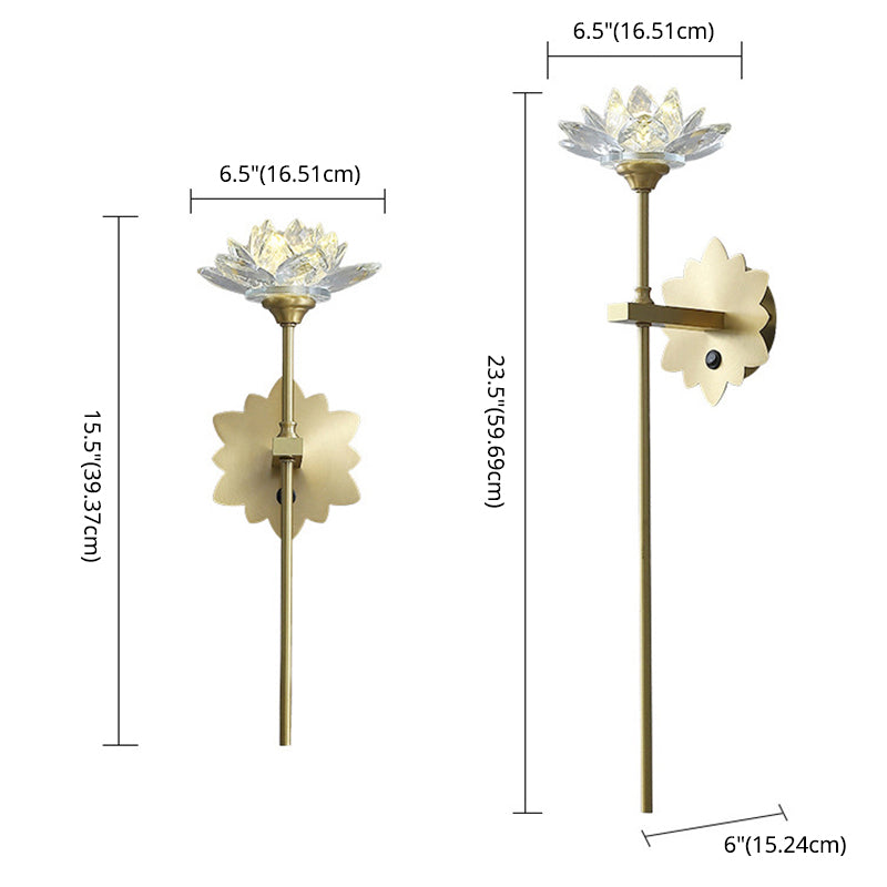 Crystal Floral Wall Sconce Lighting Simplicity Style Sconce Light Fixture in Gold