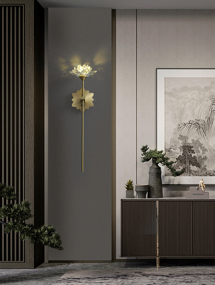 Crystal Floral Wall Sconce Lighting Simplicity Style Sconce Light Fixture in Gold