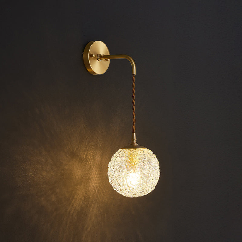 Luz de la plataforma de dormitorio iluminación de pared dorada de estilo moderno con sombra de cristal de bola