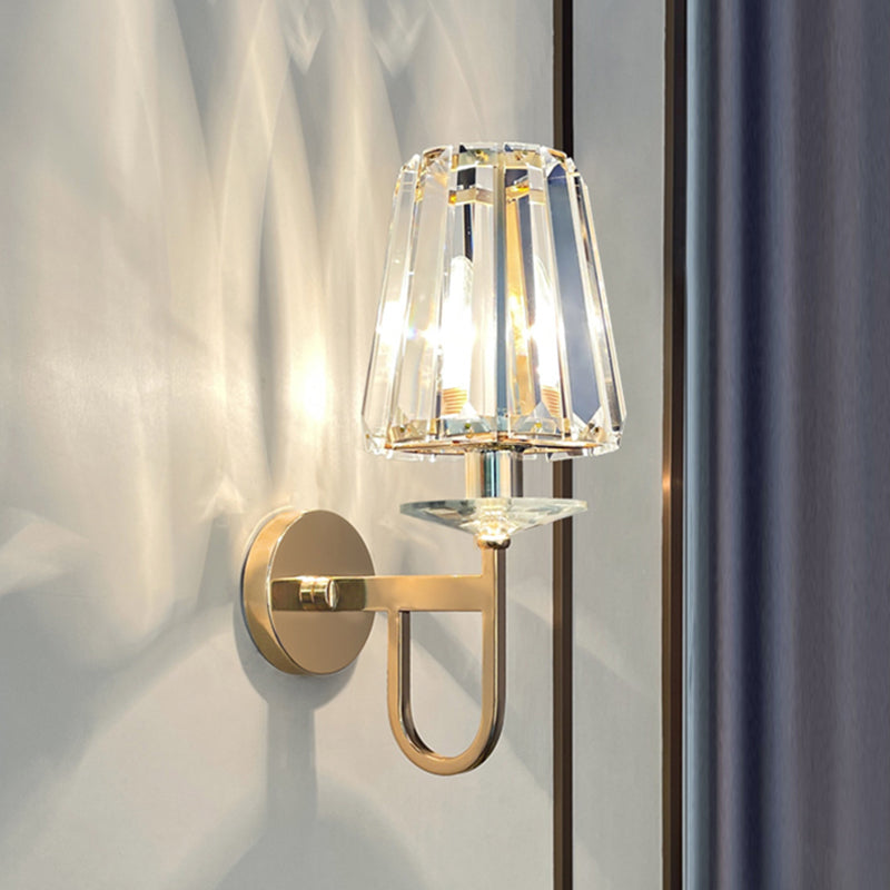 Iluminación de pared sombreada dorada de estilo contemporáneo de cristal de estilo contemporáneo lámpara