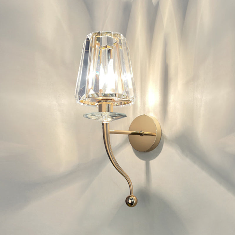 Iluminación de pared sombreada dorada de estilo contemporáneo de cristal de estilo contemporáneo lámpara