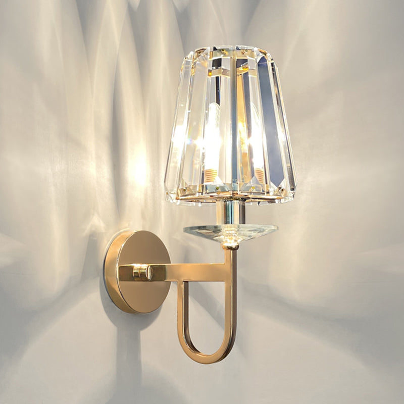 Iluminación de pared sombreada dorada de estilo contemporáneo de cristal de estilo contemporáneo lámpara