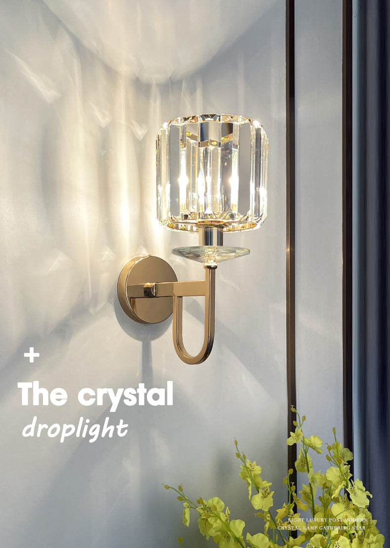 Iluminación de pared sombreada dorada de estilo contemporáneo de cristal de estilo contemporáneo lámpara