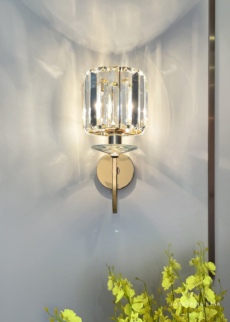 Iluminación de pared sombreada dorada de estilo contemporáneo de cristal de estilo contemporáneo lámpara