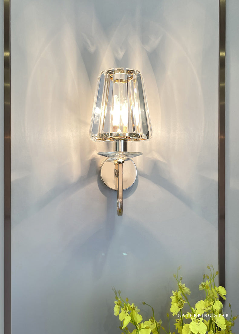 Iluminación de pared sombreada dorada de estilo contemporáneo de cristal de estilo contemporáneo lámpara