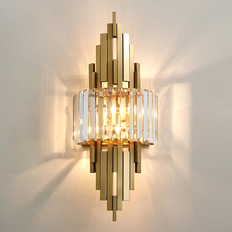 Half Shade Bedroom Wall Sconce Lighting Crystal Nordic Style Wall Lighting Fixture in Gold