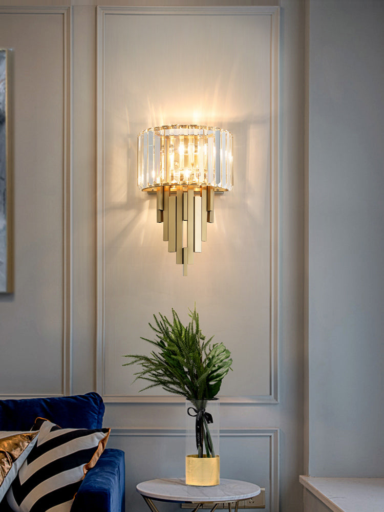 Half Shade Bedroom Wall Sconce Lighting Crystal Nordic Style Wall Lighting Fixture in Gold