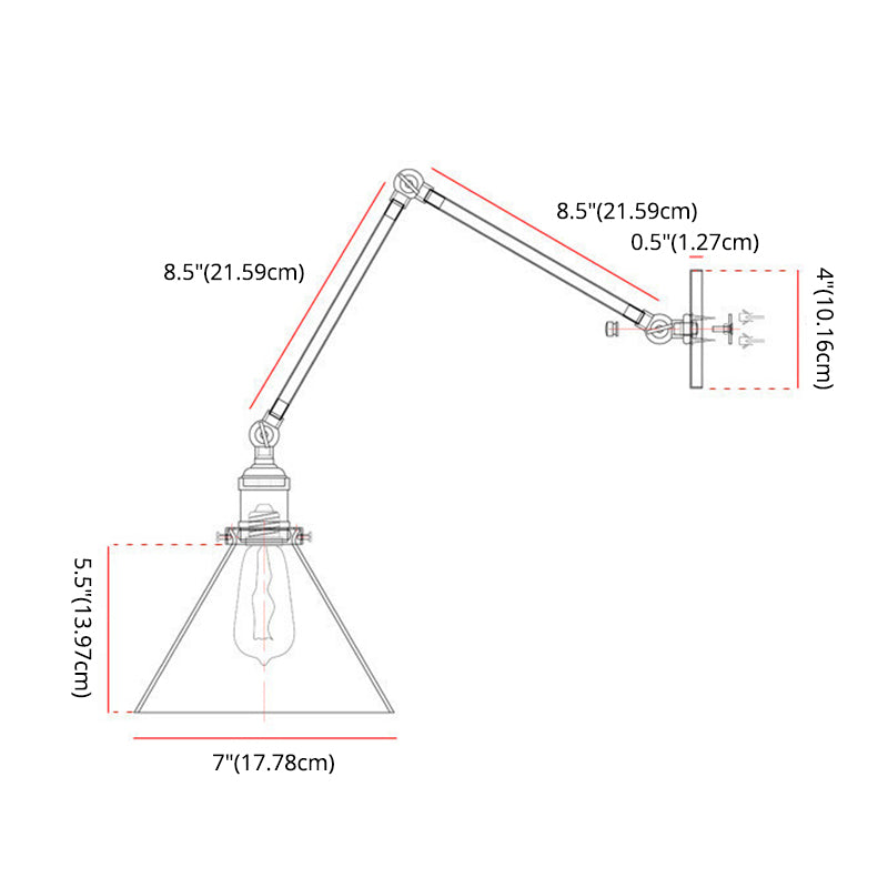 Applexion murale en cône noir dans la lampe murale en fer forgé de style rétro industriel pour espaces intérieurs