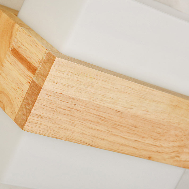 Log Color Rectangular Wall Lamp in Modern Simplicity Wooden Indoor Wall Light with Glass Shade