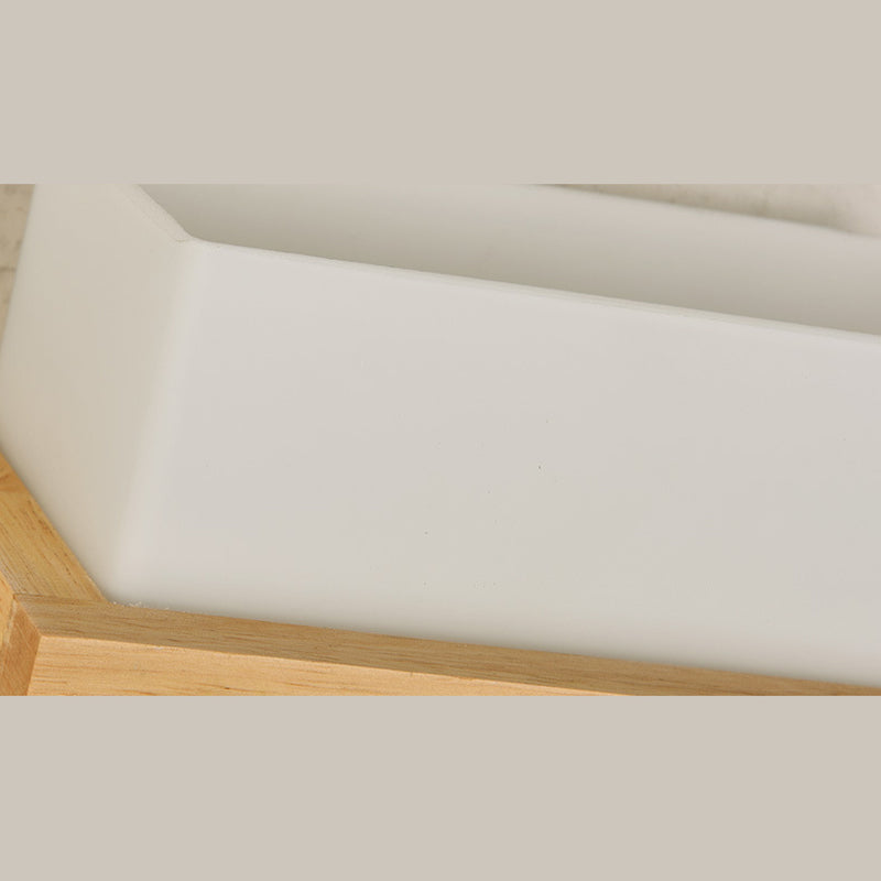 Log Color Rectangular Wall Lamp in Modern Simplicity Wooden Indoor Wall Light with Glass Shade