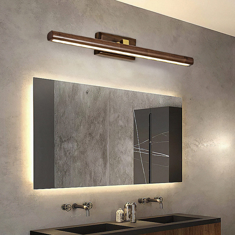 Modern Linear Vanity Sconce Lights Wood 1-Light Wall Lighting Fixture for Bathroom