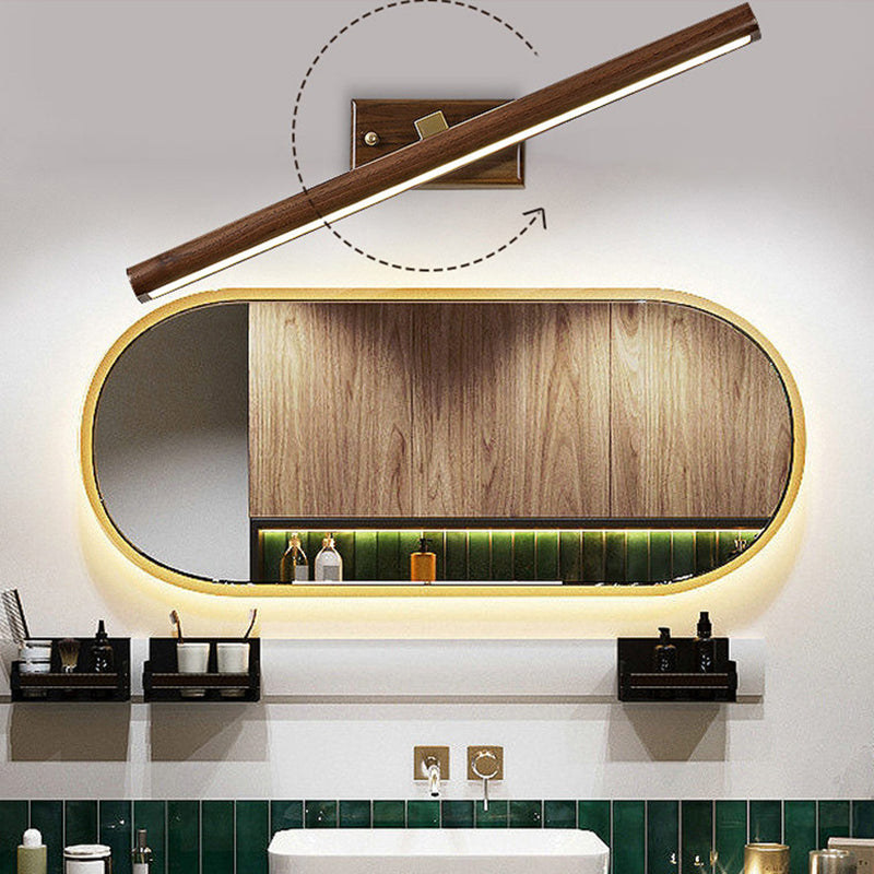 Modern Linear Vanity Sconce Lights Wood 1-Light Wall Lighting Fixture for Bathroom