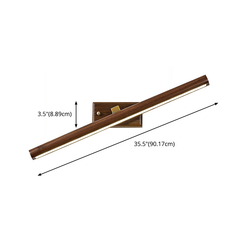 Modern Linear Vanity Sconce Lights Wood 1-Light Wall Lighting Fixture for Bathroom