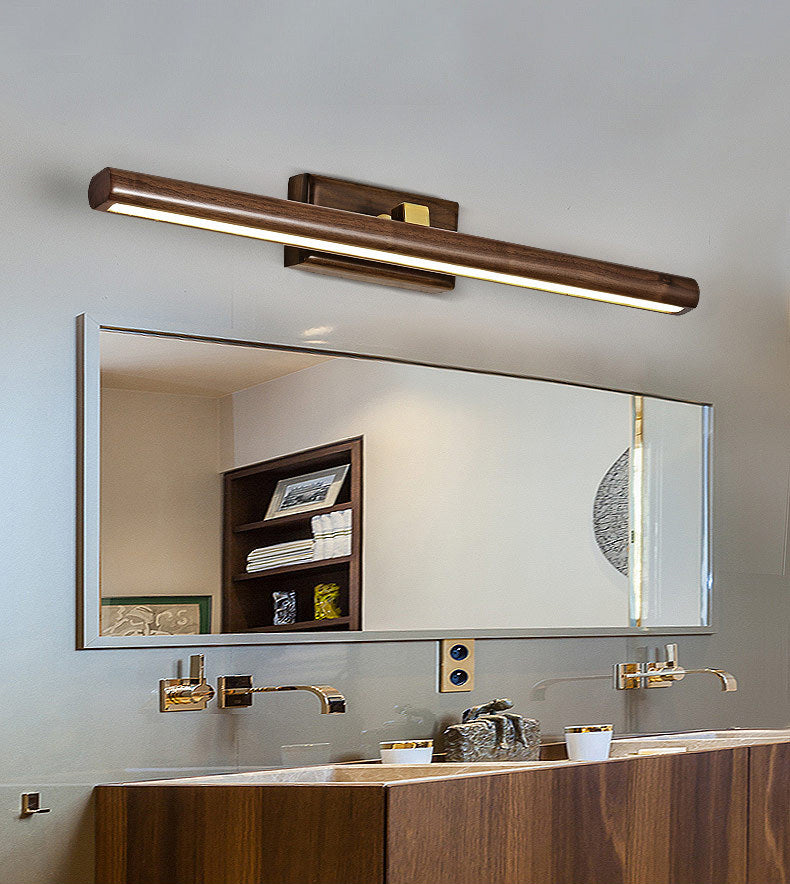 Modern Linear Vanity Sconce Lights Wood 1-Light Wall Lighting Fixture for Bathroom