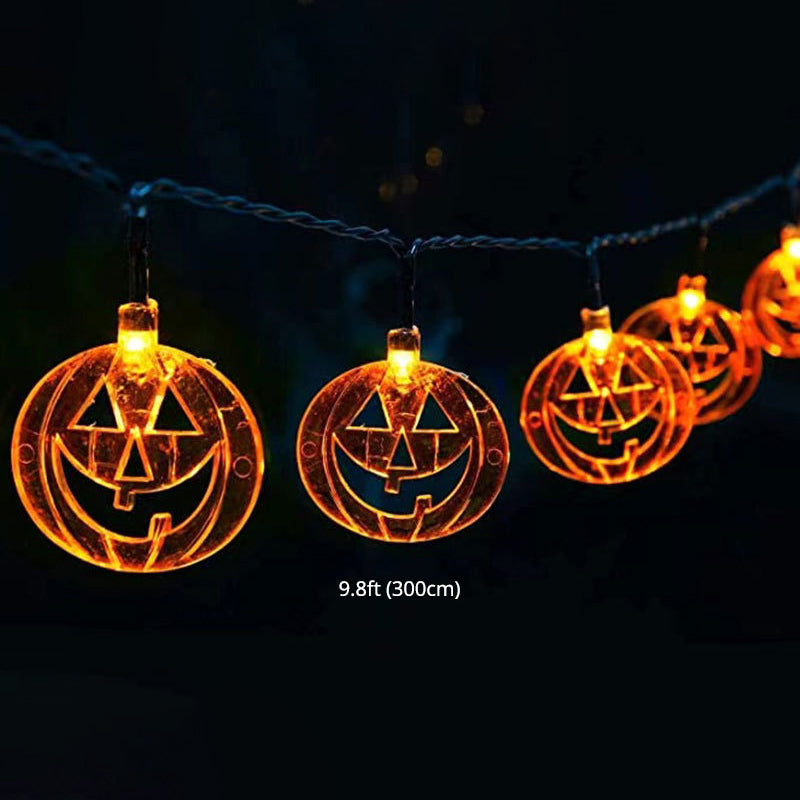 Plastic Pumpkin Halloween Light Classic Decorative Orange LED String Light for Outdoor
